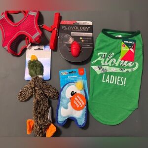 Small Dog Bundle, Toys Chew Toy, Shirt and Harness with Leash, All NEW